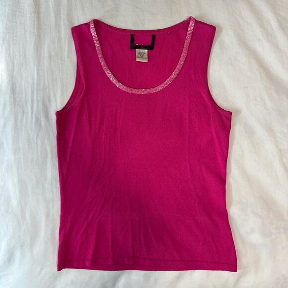 y2k hot pink beaded sparkle tank top xs - Picture 4 of 7